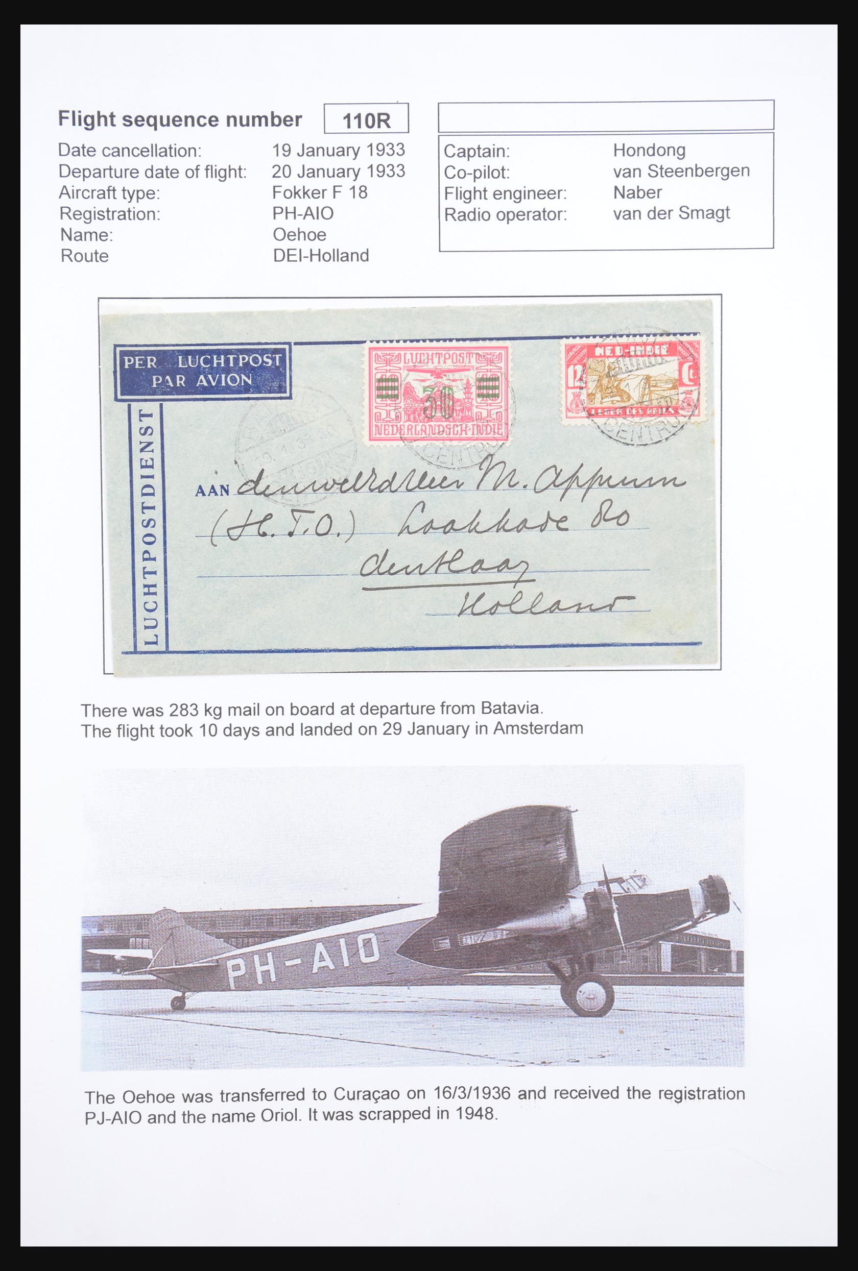 30985 002 30985 Netherlands-Dutch east Indies airmail covers of the thirties. - Image 1