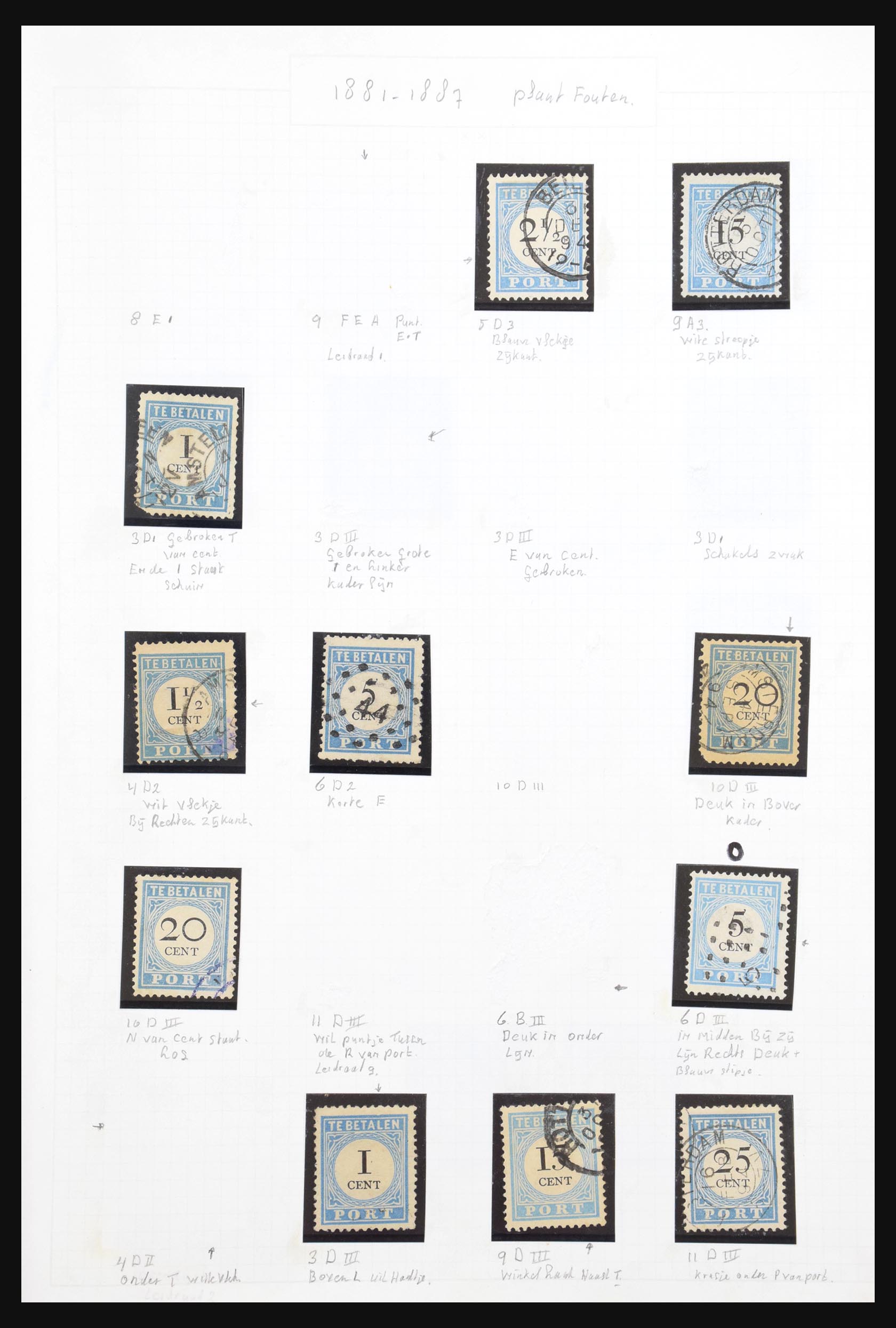30994 001 30994 Netherlands postage dues plateflaws 1881-1958. - Image 1
