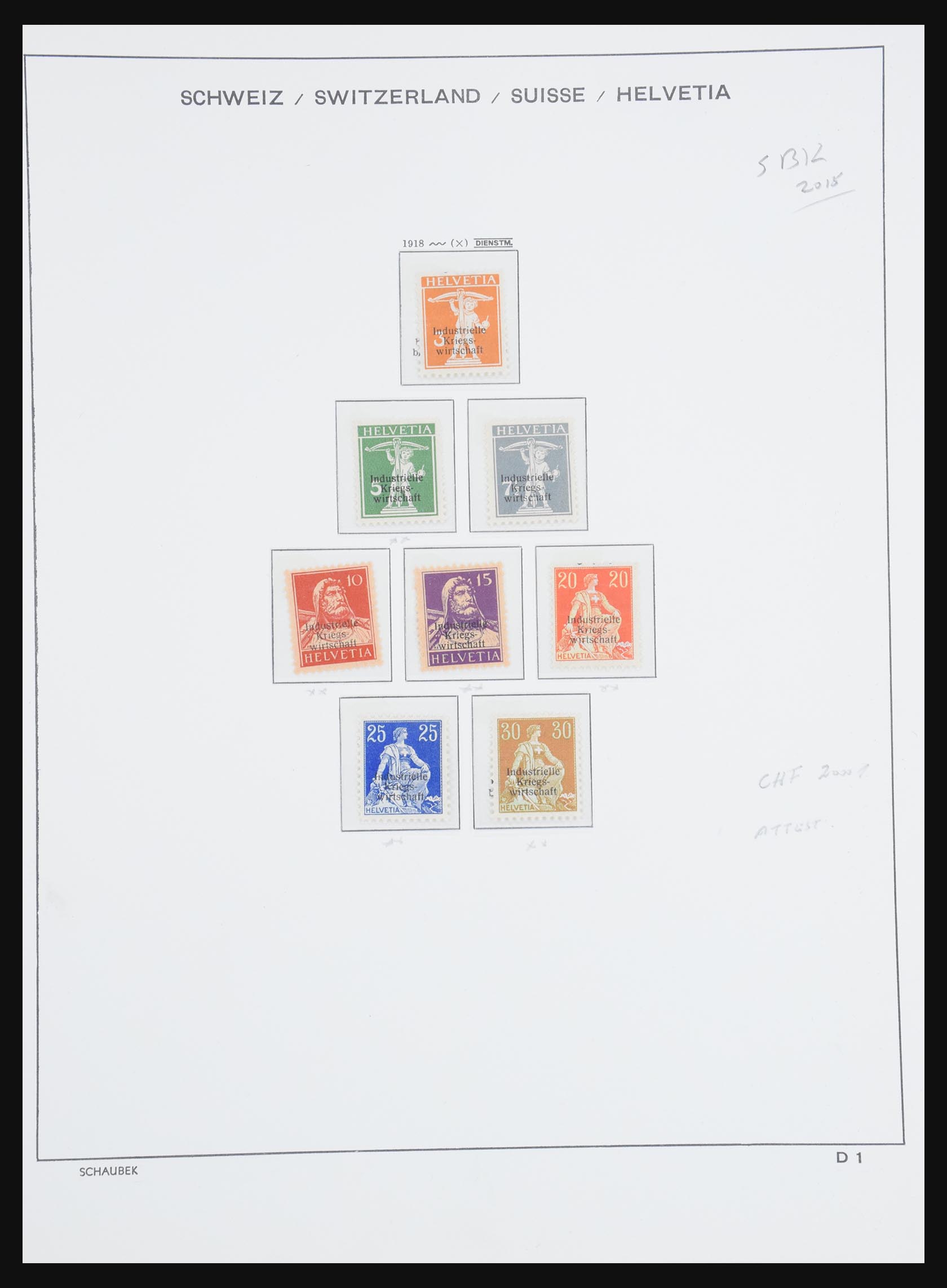 31115 002 31115 Switzerland service 1918-1960. - Image 1