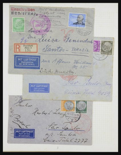 32373 Airmail- and Zeppelin covers Germany 1935-1939. - Image 1