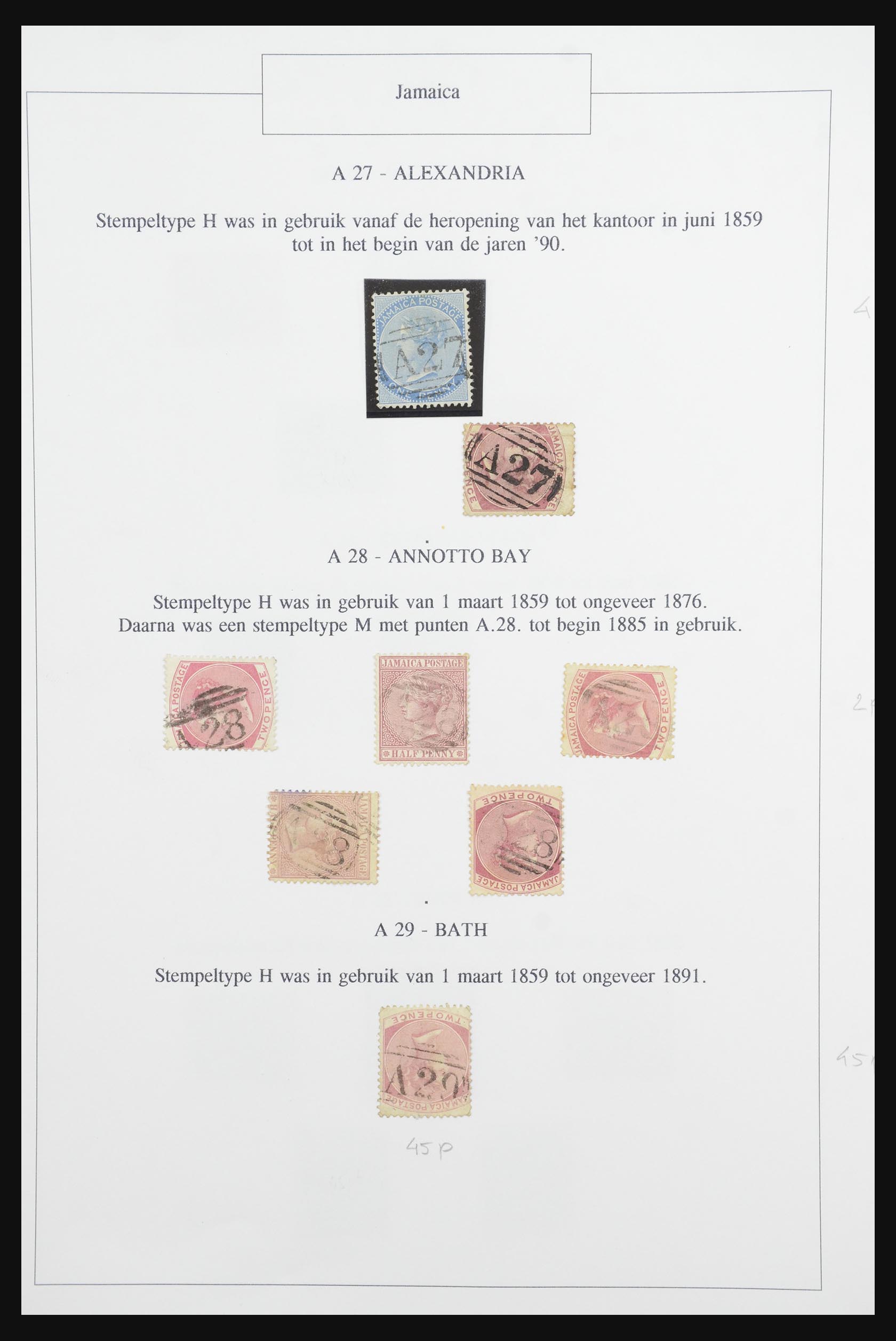 32544 Jamaica numeral cancels 1860-1890. - Smits Philately