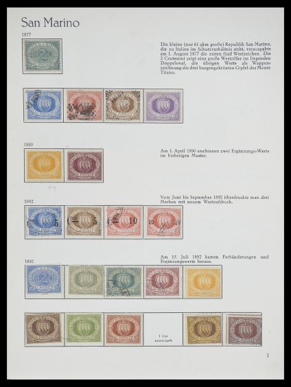 Stamp collection 33701 San Marino 1877-1962.