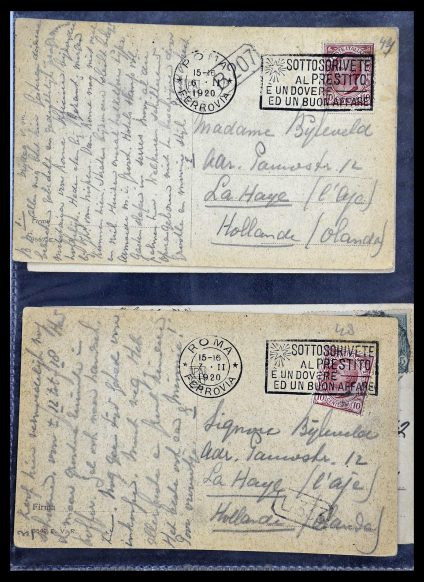 Featured image of Stamp Collection 33737 Italië covers and cards 1856-1945.
