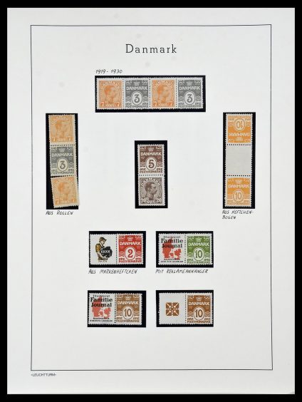 Stamp collection 34099 Denmark combinations 1919-1933.