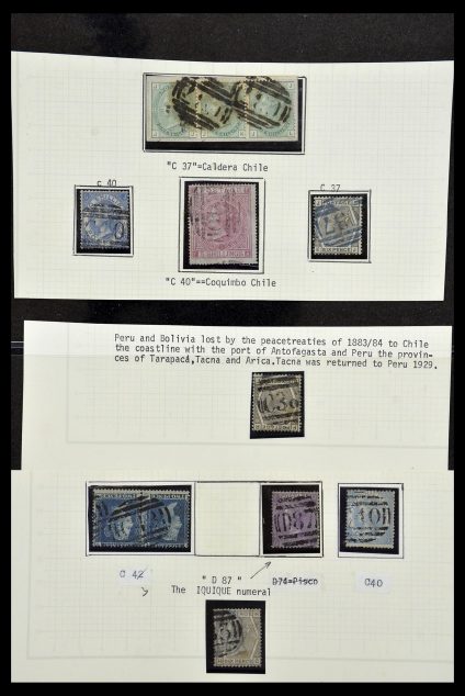 Stamp collection 34125 Great Britain used in Chile 1858-1878.
