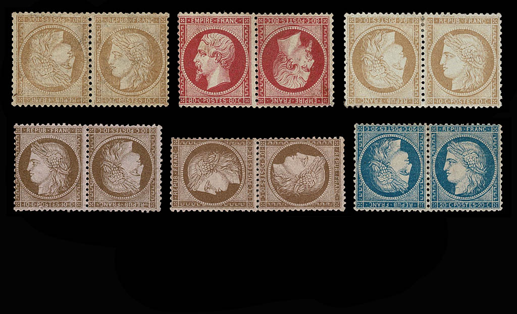 Stamp collection 41435 France tete-beche pairs 1862-1875.