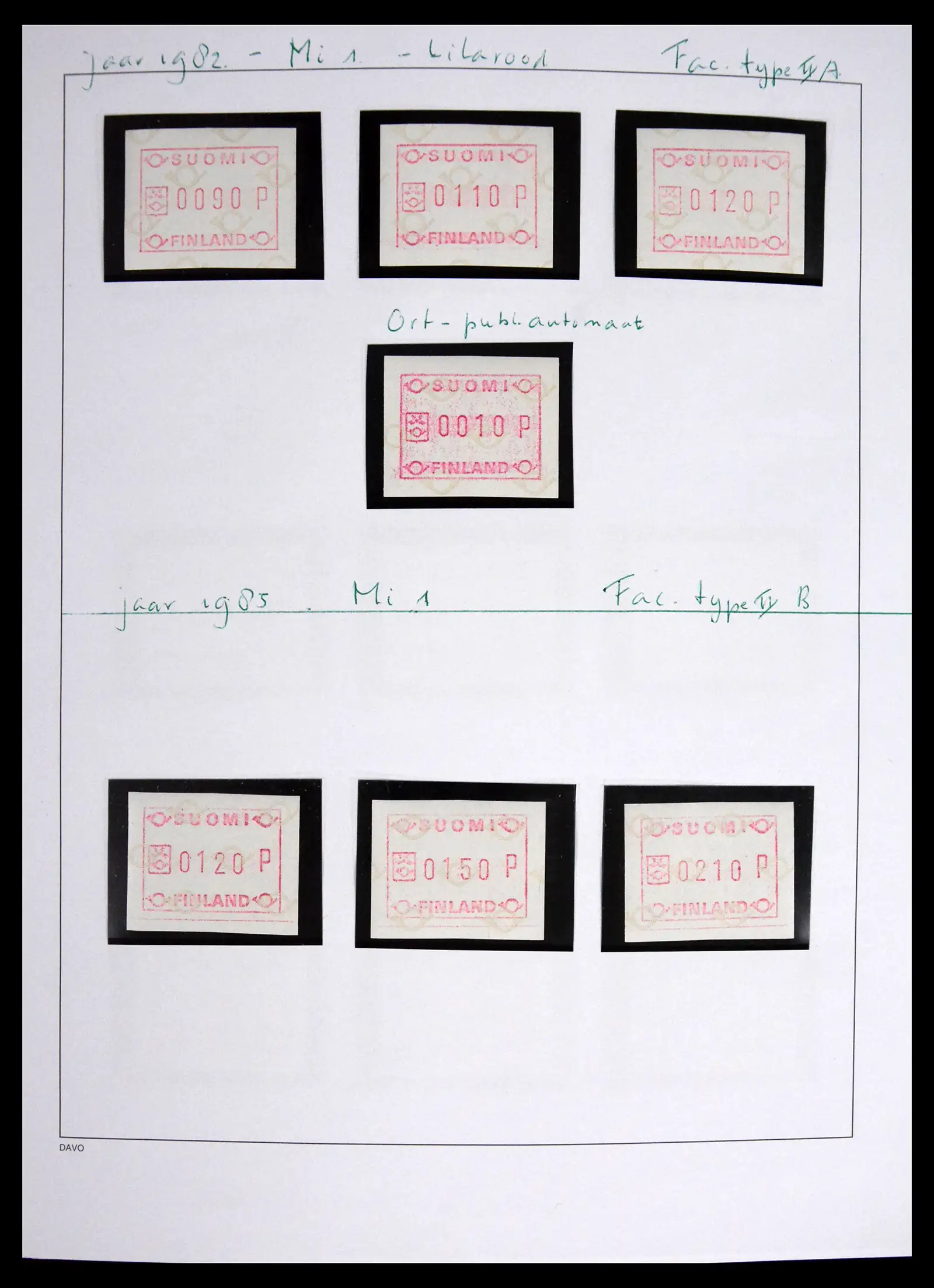 41562 0001 41562 Finland machine vending stamps 1982-2003. - Image 1