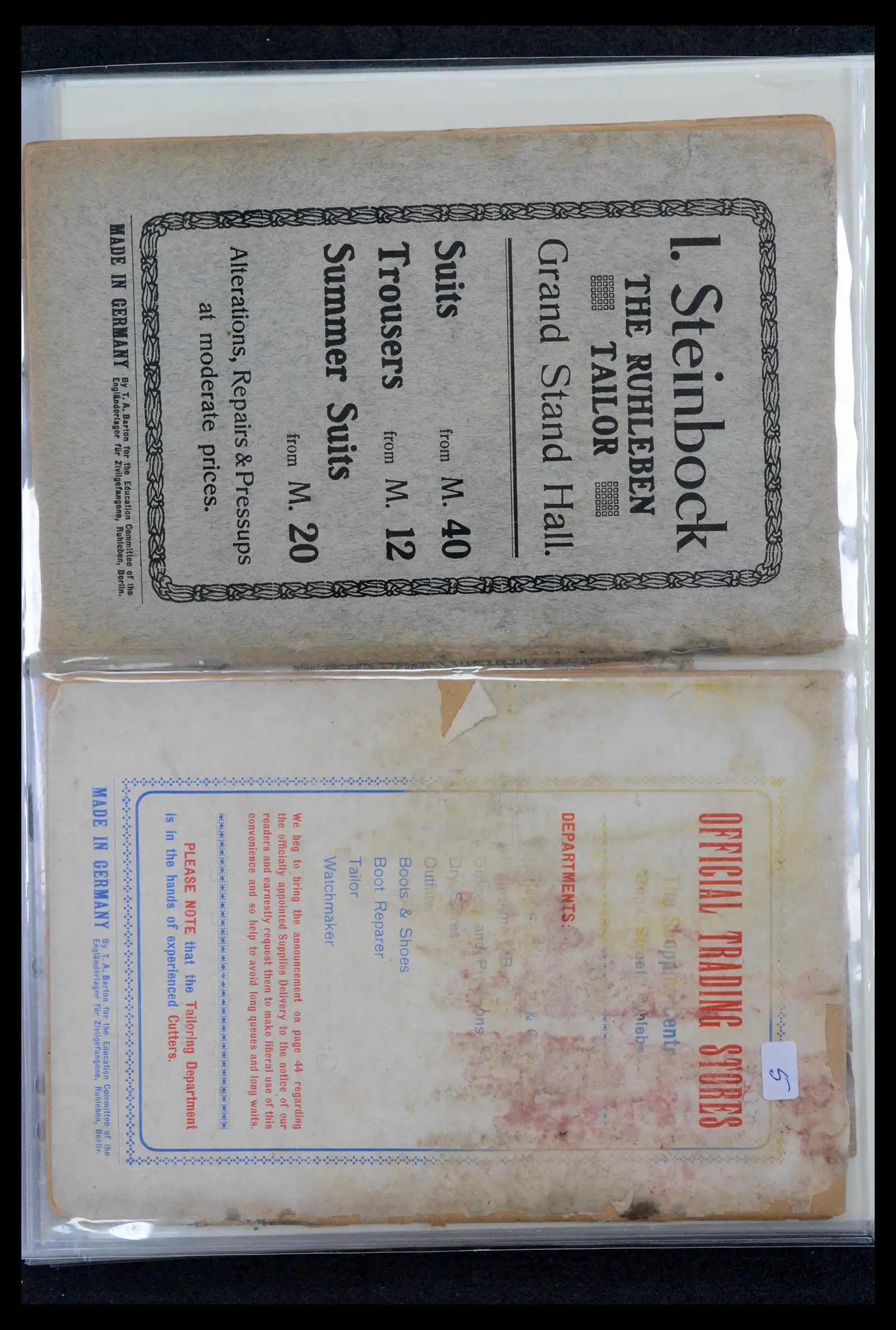 42167 0001 42167 Germany Ruhrleben Camppost 1915-1918. - Image 1
